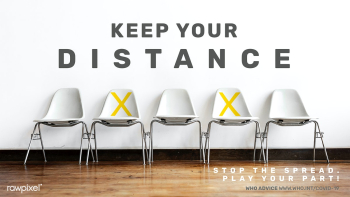 Advice on keeping your distance by WHO psd mockup banner | Free  illustration - 2321399