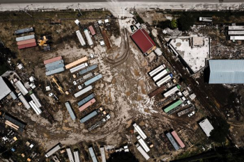aerial photo of intermodal containers aerial photo of intermodal containers