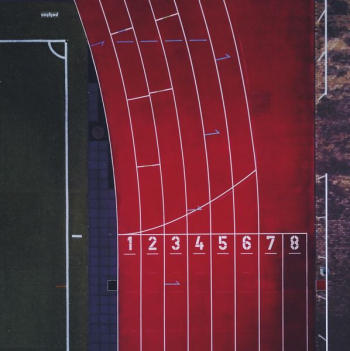 aerial photo of track and field race track aerial photo of track and field race track