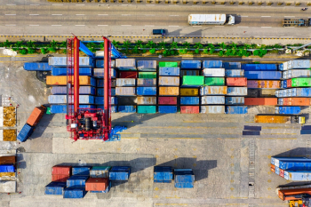 aerial view of containers aerial view of containers