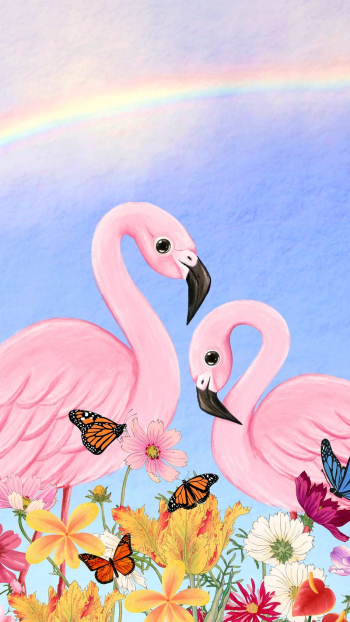 Aesthetic flamingo iPhone wallpaper, rainbow | Free Photo Illustration - rawpixel
