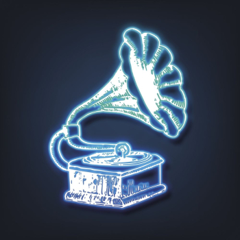 Aesthetic gramophone neon sticker, record | Free Vector - rawpixel