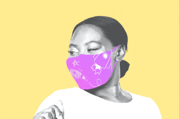 African American woman wearing face mask to prevent Covid 19 African American woman wearing face mask to prevent Covid 19