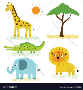 African animals cartoon set vector image African animals cartoon set vector image