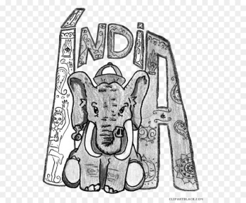 African Bush Elephant, Indian Elephant, Elephant, Coloring Book, Line Art PNG