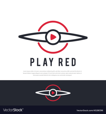 airplane propeller line logo red play symbol airplane propeller line logo red play symbol