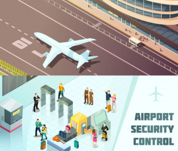 Airport horizontal isometric banners Free Vector Airport horizontal isometric banners Free Vector