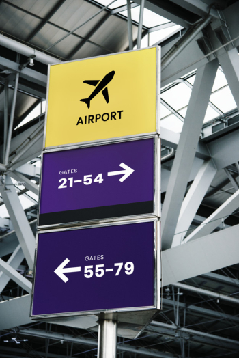 Airport sign mockups for airline logos Free Psd