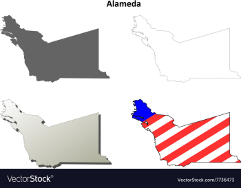 Alameda County California outline map set vector image Alameda County California outline map set vector image