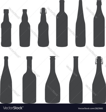 Alcohol bottles silhouette set vector image Alcohol bottles silhouette set vector image