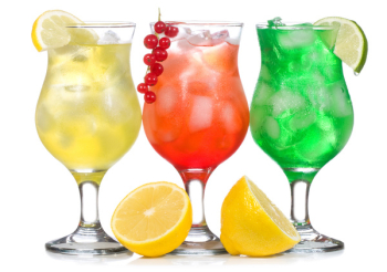 alcohol cocktails on white background