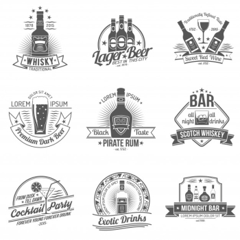 Alcohol label set Free Vector Alcohol label set Free Vector