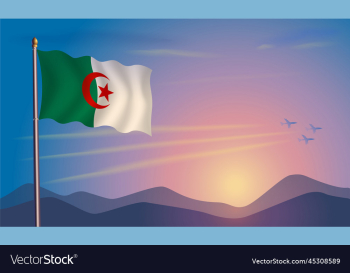 algeria flag in the morning sun algeria flag in the morning sun