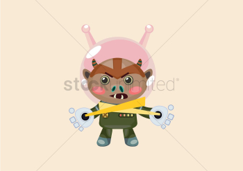 Alien creature with laser emitting gloves Alien creature with laser emitting gloves