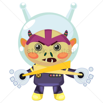 Alien creature with laser emitting gloves Alien creature with laser emitting gloves