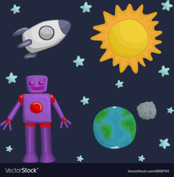 Alien fantastic landscape seamless space vector image Alien fantastic landscape seamless space vector image