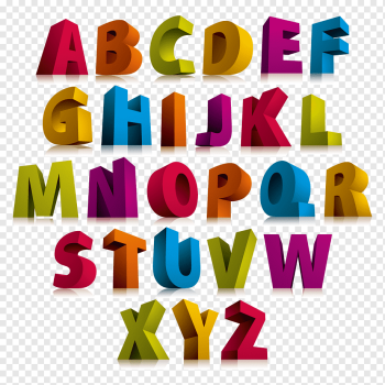 Alphabet Letter 3D computer graphics Font, Color 3D stereoscopic letter, alphabet, color Splash, english, 3D Computer Graphics png