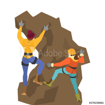 Alpinist couple climb the mountain Alpinist couple climb the mountain