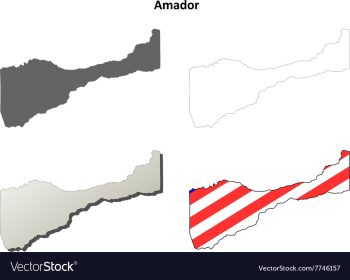 Amador County California outline map set vector image Amador County California outline map set vector image