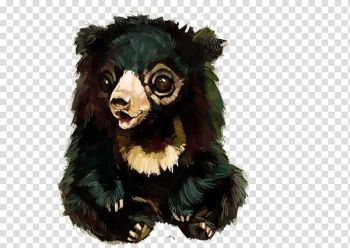 American black bear Watercolor painting Drawing Illustrator Illustration, Hand-painted black bear transparent background PNG clipart