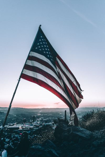 American flag on mountain American flag on mountain