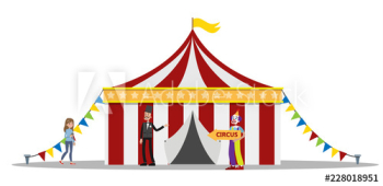 Amusement park with circus tent and clowns Amusement park with circus tent and clowns