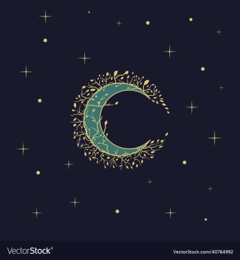 an editable crescent moon at night with roots an editable crescent moon at night with roots