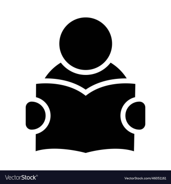 an icon of a person or student reading a book