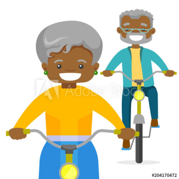 An old couple riding bikes An old couple riding bikes