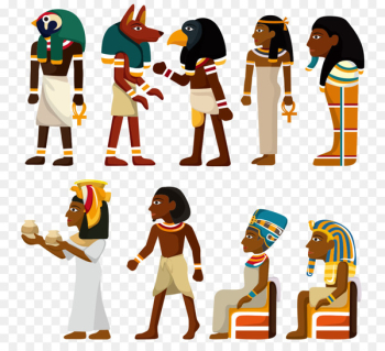 Ancient Egypt Egyptian hieroglyphs - Cartoon painted ancient Egyptian gods 