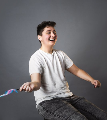 Androgynous Person Waving Trans Pride Flag Portrait