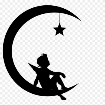 Angel-moon Star Silhouette - Wall Decal