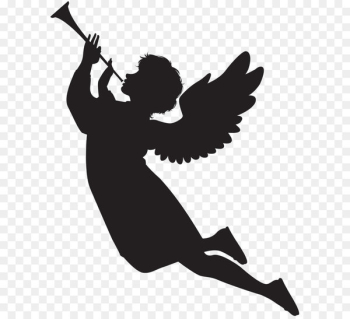 Angel Silhouette Clip art - Angel with Fanfare Silhouette PNG Clip Art Image 