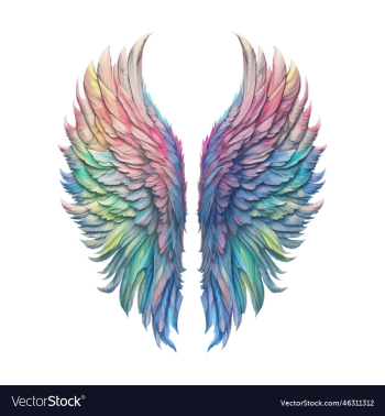 angels wings pastel rainbow clipart