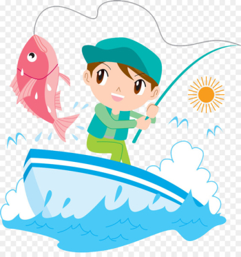 Angling Cartoon Fishing rod - Cartoon boy fishing Angling Cartoon Fishing rod - Cartoon boy fishing