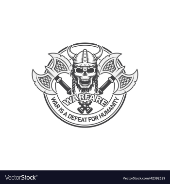 angry skull warrior weapon in vintage logo