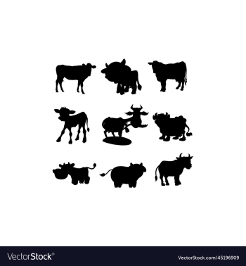 animal cow collection set silhouette animal cow collection set silhouette