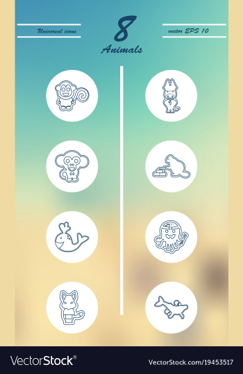 Animal icons set outline style of animal icons vector image Animal icons set outline style of animal icons vector image