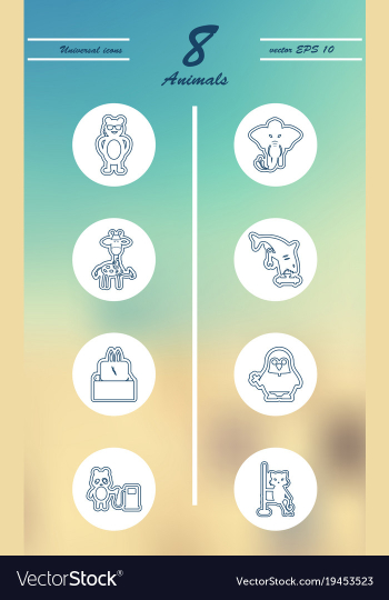 Animal icons set outline style of animal icons vector image Animal icons set outline style of animal icons vector image
