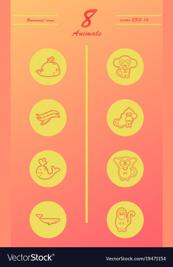 Animal icons set outline style of animal icons vector image Animal icons set outline style of animal icons vector image