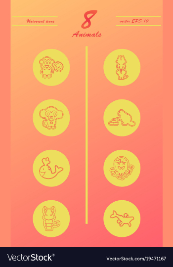 Animal icons set outline style of animal icons vector image Animal icons set outline style of animal icons vector image