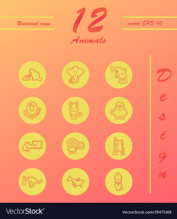 Animal icons set outline style of animal icons vector image Animal icons set outline style of animal icons vector image