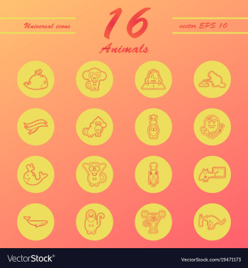 Animal icons set outline style of animal icons vector image Animal icons set outline style of animal icons vector image