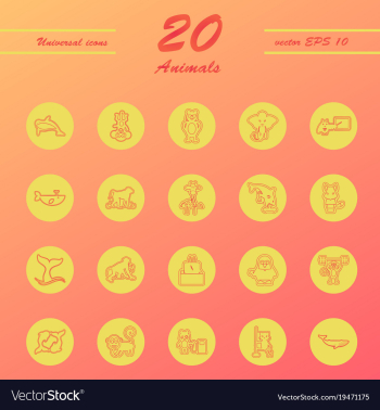 Animal icons set outline style of animal icons vector image Animal icons set outline style of animal icons vector image