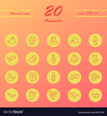 Animal icons set outline style of animal icons vector image Animal icons set outline style of animal icons vector image