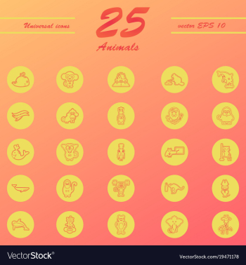 Animal icons set outline style of animal icons vector image Animal icons set outline style of animal icons vector image