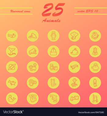 Animal icons set outline style of animal icons vector image Animal icons set outline style of animal icons vector image