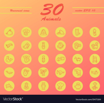 Animal icons set outline style of animal icons vector image Animal icons set outline style of animal icons vector image