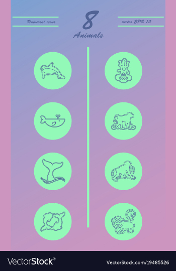 Animal icons set outline style of animal icons vector image Animal icons set outline style of animal icons vector image