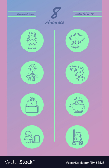 Animal icons set outline style of animal icons vector image Animal icons set outline style of animal icons vector image